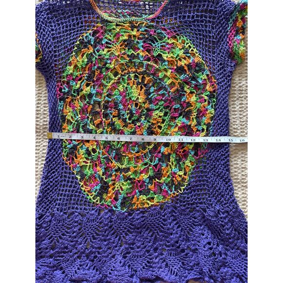Handmade Purple Colorful Rainbow Crochet Top - Picture 6 of 7